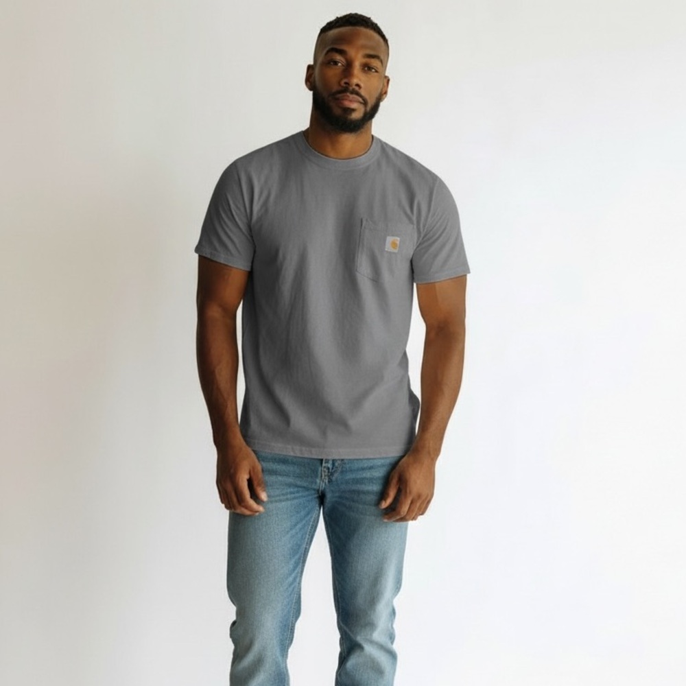 Carhartt Men’s Pocket T-Shirt 2XL‎ Gray K87 Workwear Heavyweight Classic Fit